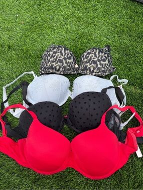 Victoria's Secret Mixed Bra Set - Red, Black, White, Leopard 36DD